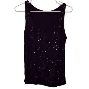 100% Rayon Black Sequin Women's Party Tank Top Size Medium